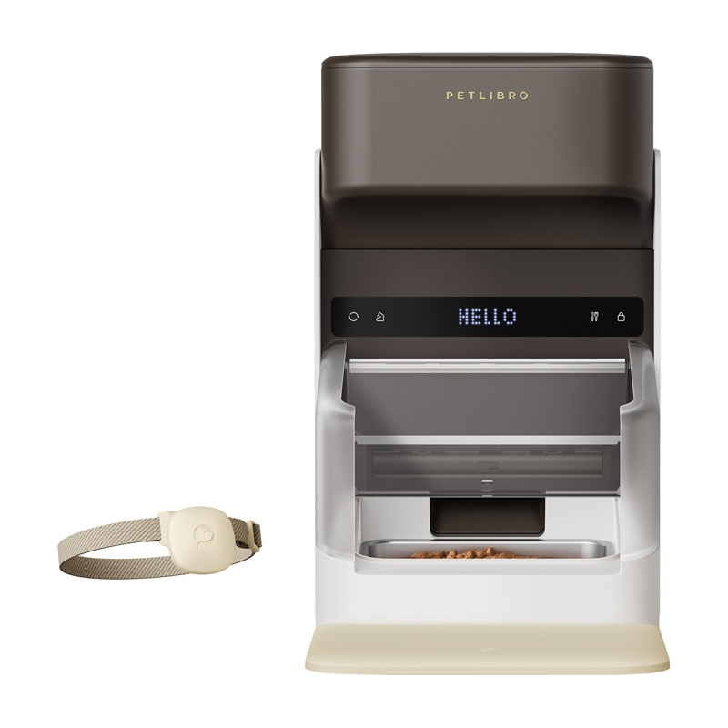 dozator automat de hrană Petlibro Distribuitor de hrană inteligent RFID cu guler, 3L – Acces doar pentru animalul de companie selectat
