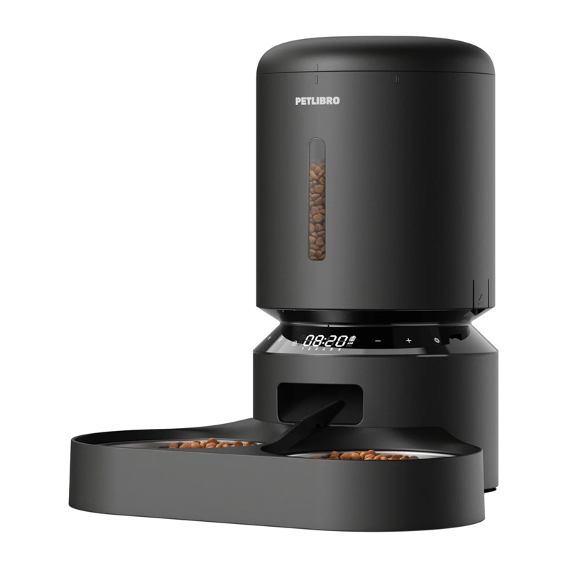 dozator automat de hrană PETLIBRO Granary – Distribuitor de hrană pentru animale de companie de 5 litri cu două boluri (negru) – PETLIBRO Granary 5L – Distribuitor automat de hrană pentru animale de companie cu două boluri