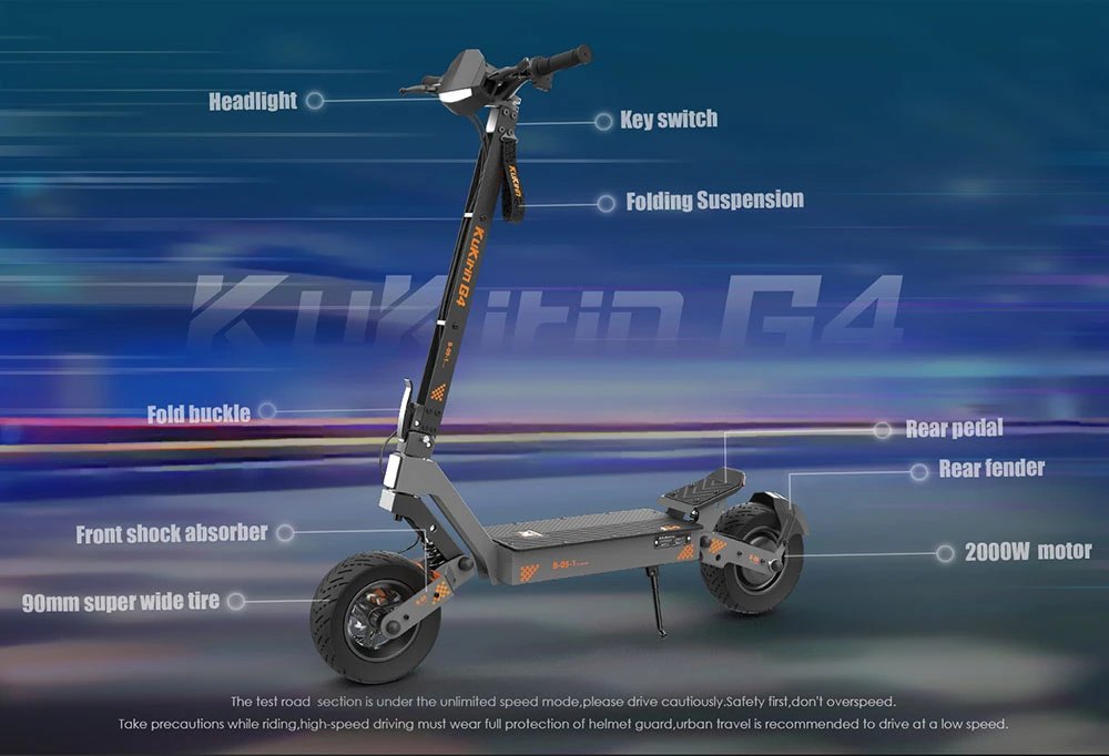 Trotinetă electrică KuKirin G4 cu anvelope pline de 11 inch și 6 lumini LED