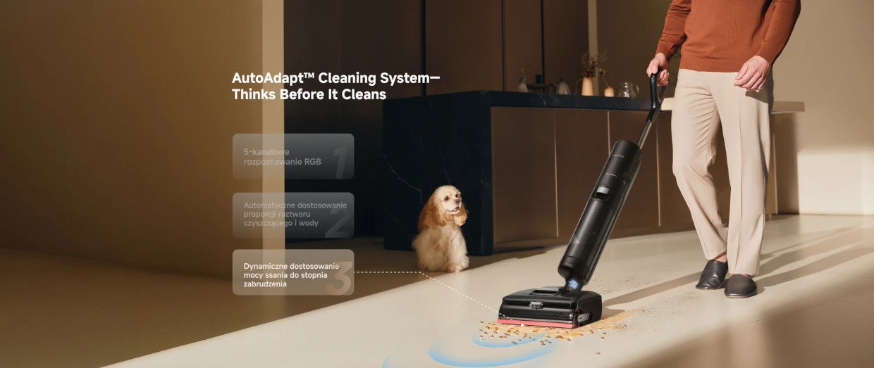 Sistemul AutoAdapt si detectia RGB ale aspiratorului Dreame H15 Pro FoamWash