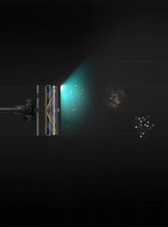 Iluminarea CelesTect a aspiratorului Dreame Z30 Slim evidentiaza praful
